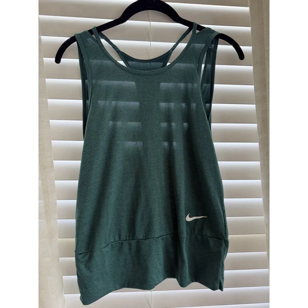 Nike Dri-Fit Razor Back Tank Size S Green Athleisure Active Wear Women's